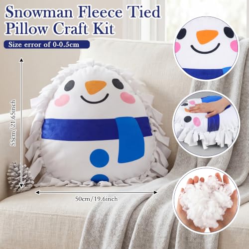 Weysat 6 Sets Winter Snowman Tied Pillow Craft Kit DIY No Sew Fleece Gifts - style: Winter Snowman