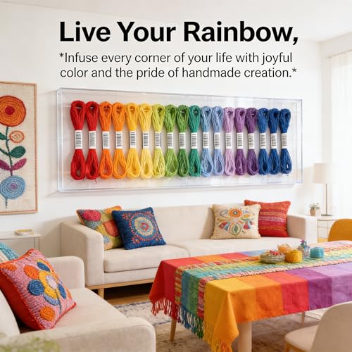 Embroidery Thread & Floss, 20-Color Set 8 Meters/Skein (160M Total), 6-Strand for Friendship Bracelets, Cross Stitch & DIY Supplies-Rainbow Color - color: Rainbow, size: 20 Color
