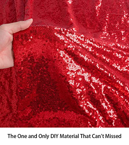 ShiDianYi 15 Feet Sequin Fabric by The Yard - 5 Yards Red Glitter Mesh Material for Sewing, Dress Making - Sparkle Fabric - color: Red, size: 5 Yard
