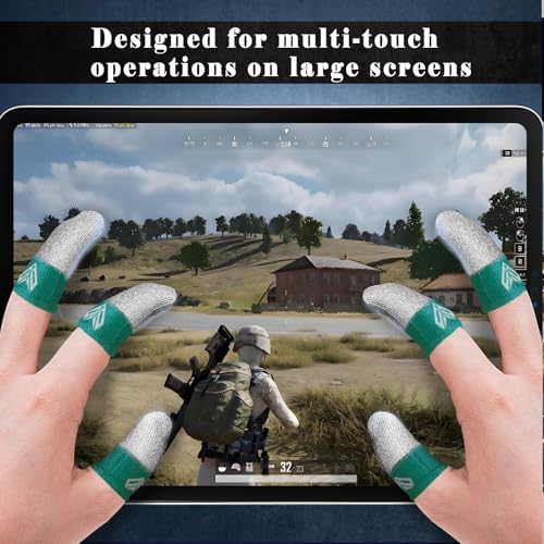 6PCS Gaming Finger Sleeves. 0.29MM Silver Fiber, Anti Sweat, Extremely Thin,Breathable Touchscreen dedales Gamer Finger Cover Thumb Sleeve Fit Phone Game Tablet Devices. (Green) - color: Green
