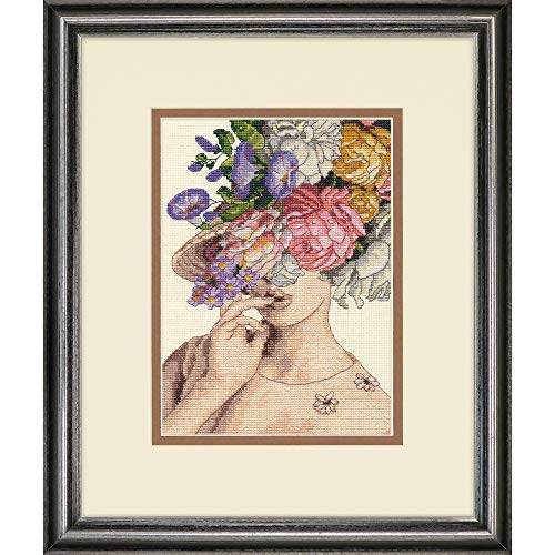 Dimensions 70-65209 Garden Lady Counted Cross Stitch Kit, 18 Ivory Aida, 5'' x 7"