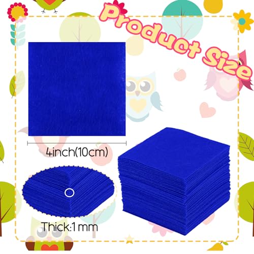 60PCS Felt Sheets Fabric, 4" X 4" Soft Felt Fabric for Crafts, Royal Blue - color: Royal Blue