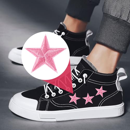 PAGOW 30 Pcs Star Iron on Patch, 1 Inch Sew on Star Embroidered Patches - color: 30 Pink