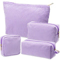 Sanwuta 4 Pcs Seersucker Pouch Striped Makeup Bag Set, Purple - color: Purple