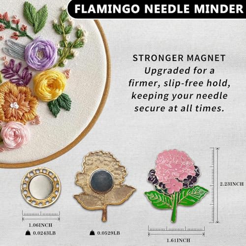 Magnetic Needle Minder Magnet Embroidery Accessories and Supplies Embroidery Needle Holder Cross Stitch Holder Needlework Supplies (Pink Hydrangea) - size: pink hydrangea