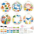 ACRNIGHEET 6PCS Embroidery Kit for Adults Beginners, Needlepoint Kits for Adults, Embroidery Starter Kit, Stamped Cross Stitch Kits for Crafts Lovers Gift Idea, Include Instructions(Ocean)