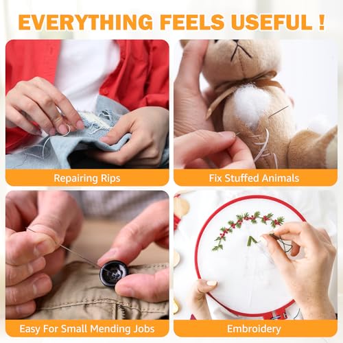 43PCS Sewing Kit for Adults – Needle and Thread Kit with Big Eye Needles, Threader & Strong Thread – for Hand Sewing, Repairs & Patching, Daily Use