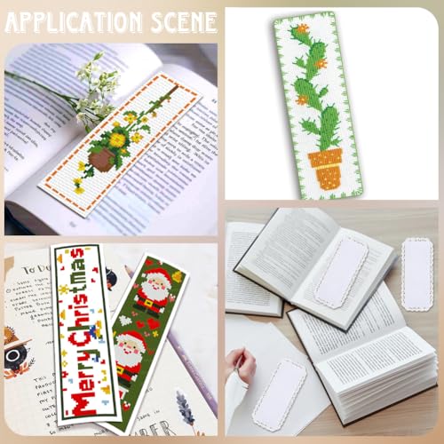 1 Box 10Pcs Cross Stitch Blank Bookmarks Embroidery Needlework Fabric 8 Inch Lace Edge Rectangle White Reading Linen Bookmark Felt Backing for Readers Beginners Crosstitch DIY Craft Supply