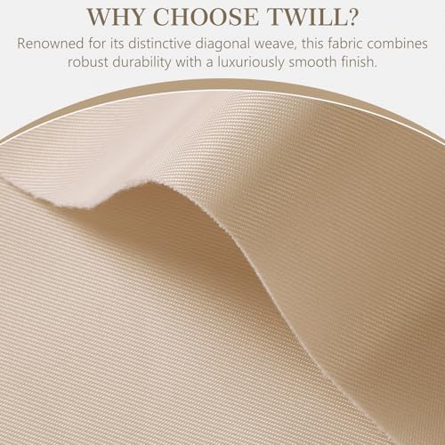 Thick Twill Fabric by The Yard, 58" W 0.75mm Polyester Twill Woven Lining Fabric Soft Excellent Luster Upholstery Fabric for Bags, Cushion, Chair, DIY Projects, 1 Yard Beige - color: Beige, size: Pre Cut - 1 Yard