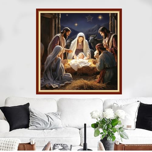 Funxvoot Stamped Cross Stitch Kits Beginners Full Range of Embroidery Kits for Adults 11CT Embroidery Patterns Needlepoint Kits Printed Cross Stitch Kits - (Nativity 18x18 inchs) - color: Cross Stitch Kits 11
