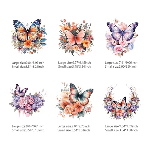 12PCS Delicate Watercolor Butterfly Flower Design Iron on Transfers - style: NF001