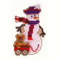 Teddy Snow Charmer Beaded Counted Cross Stitch Christmas Ornament Snowman Kit Mill Hill 2003 Snow Charmers MHSC37