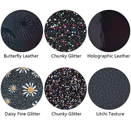 Litchi 6 Pack 8x12 Inch Faux Leather Sheets for Bow Earring, Easy to Cut Vinyl Fabric for Cricut, Durable Fade Resistant Leatherette Without Smell, Black - color: Black Mix