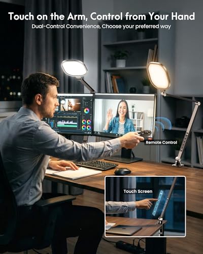 Zoom Lighting for Computer, LED Desk Lamp with Clamp for Video Conference - color: Black-F618