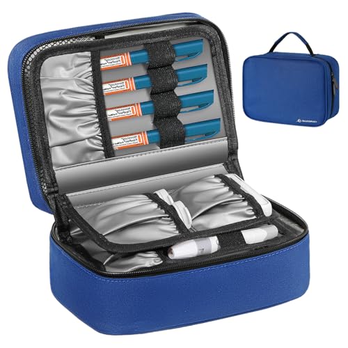 Glucoracy Large Insulin Cooler Travel Case with Ice Packs,Blue - color: Blue, size: Large