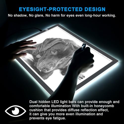 A3 Copy Light Board Tracing Box, Ultra-Thin Adjustable Drawing Tablet USB Power Artcraft LED Tracer Light Pad for Diamond Art Painting Accessories, Sketching, Animation, Quilting, Stenciling (Silver) - color: SILVER, size: 11.7 x 16.5 inches