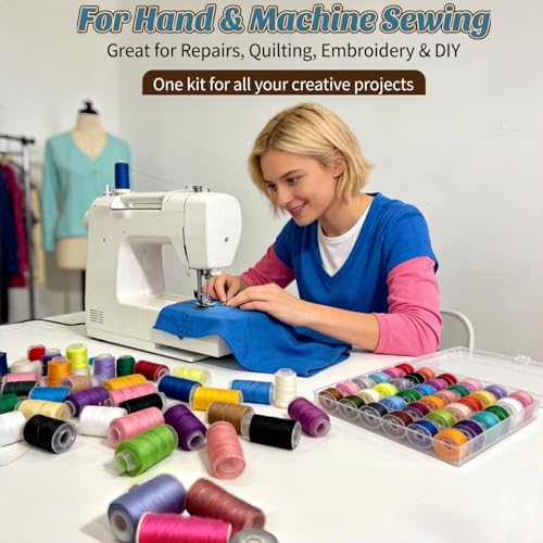 VIZOSHI Sewing Thread Kit with Prewound Bobbins, 90PCS 36 Colors Polyester Thread Set, 400 Yards per Spool, for Sewing Machine & Hand Sewing, Quilting, Embroidery, Repairs, DIY Crafts