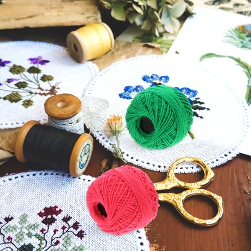 48pcs Crochet Thread Cotton Yarn Balls Rainbow Color Embroidery Floss Cross Stitch Colorful Cotton Floss Embroidery Thread DIY Sewing Material for Hand Stitching Craft Projects