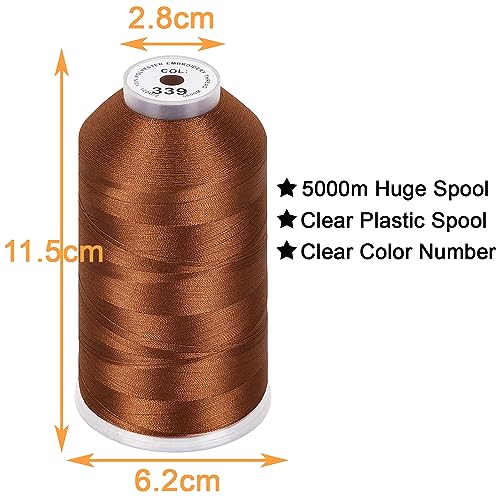 New brothread 5000M Huge Spool Embroidery Machine Thread - Clay Brown - color: Clay Brown-339