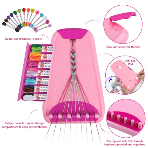 Maynacs Friendship Bracelet Making Kit for Girls 8-12, 28 Pre-Cut Threads - color: Pink
