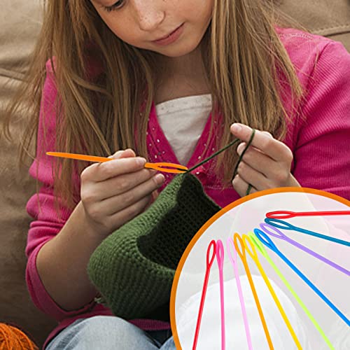 LOVEINUSA 100PCS Plastic Needles for Kids, Large Eye Yarn Needles for DIY Stitchery Plastic Sewing Needles Tapestry - style: Multicolor-2