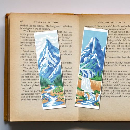 FREEBLOSS 6 Set Cross Stitch Bookmarks Kit Mountains&Rivers Stamped Cross Stitch Kit DIY Embroidery Bookmark Set with Instruction for Adults Beginners Gift for Reading Enthusiasts 8 * 2.4inch 11CT - style: Mountains&Rivers