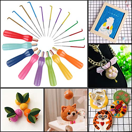 JNENERY Needle Felting Tools, 38 Pcs Felting Needles - Needle Felting Supplies with 3 Sizes Felt Needles(36 Gauge, 38 Gauge, 40), Color Wooden Handle Holder for Felting