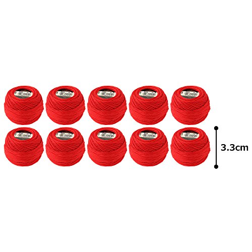 DMC Pearl Cotton Balls, Size 8, Bright Christmas Red - color: Bright Christmas Red, style: 8 Thread Count