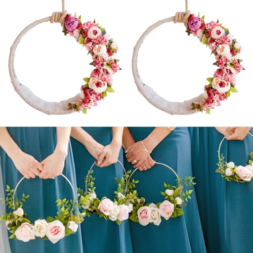 PATIKIL 9 Inch Bamboo Macrame Hoop, 10Pcs Wood Floral Hoop Craft Rings for DIY Craft Dream Catcher Wedding Wreath Decor Wall Hanging Decorations - size: 9 Inch