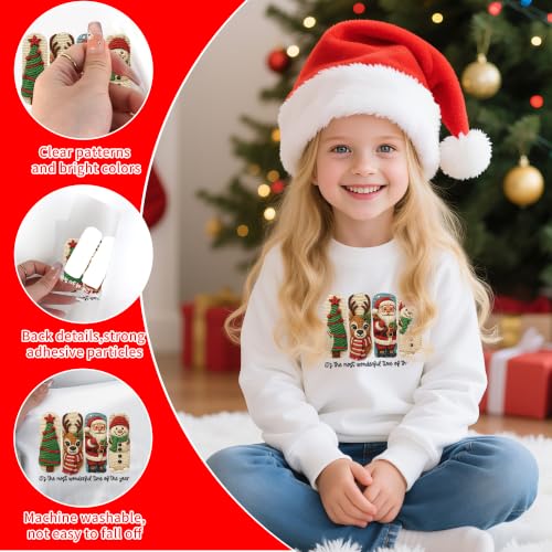 30 Pcs Faux Yarn Christmas Iron on Transfers for T Shirts - color: Faux Yarn Christmas