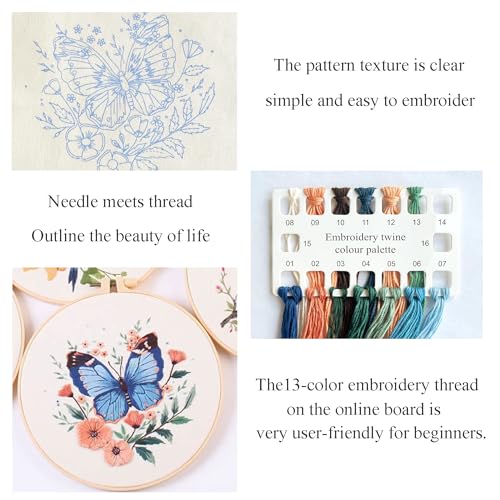 Silentsea Blue Butterfly Embroidery Kit for Adults - color: Butterfly