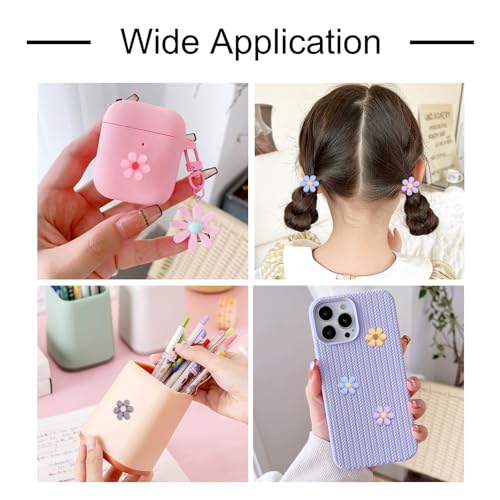 Beadthoven 200pcs 16mm Tiny Resin Flowers Cabochons Cameo Flatback Cute Daisy Slime Charms Undrilled for DIY Hairpin Bow Jewelry Making Decoration Embellishment Scrapbook - color: Flowers#16mm