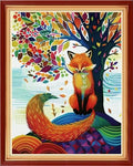 Funchey Stamped Cross Stitch Kits, DIY Cross Stitch Pattern for Adults Beginners Needlepoint Kits Embroidery Kit Arts and Crafts 11CT&Colorful Fox Under the Tree 16x20 inchs - color: HandicraftColor08