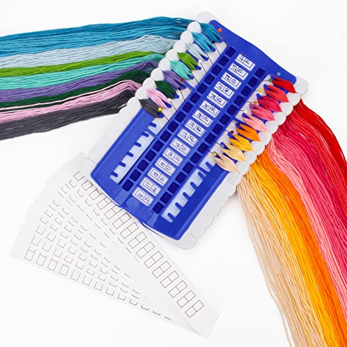 Luxiv 30 Position Embroidery Floss Organizer, Thread Shelf with 15P Card - color: Blue, size: 30 Positions