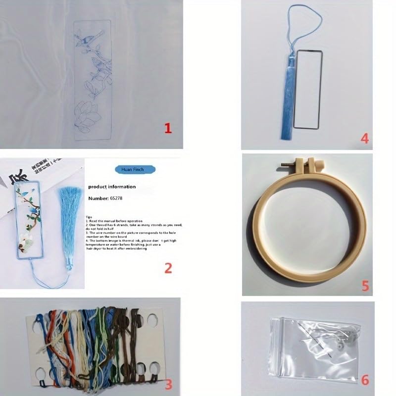 1pc Embroidery Bookmark DIY Cross Stitch Kit Floral Theme Mixed Colors All Season Crafting for Reading, Travel and Home Use, 1PC