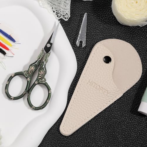Vintage Sewing Scissors, Small All Purpose Scissor with Cover - color: Dark Green