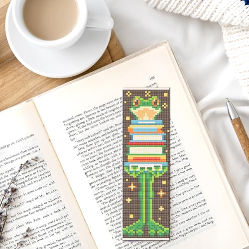 FREEBLOSS 6 Set Cross Stitch Bookmark Kit 11 CT Stamped Cross Stitch Kit DIY Embroidery Bookmark Kits for Adult Beginners with Instructions, Animal Books, 6 x 20 cm/8" x 2.4" - style: Animal&Books