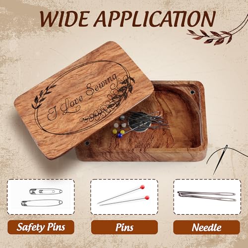 SAVINA Sewing Needle Storage Box - DIY Wooden Sewing Pins Organizer. Perfect For Quilters, Sewers, Tailors (1 Pieces)