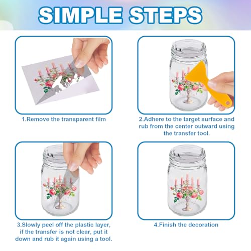 GLOBLELAND 18 Sheets Pink Vintage Victoria Rub on Transfers Floral Bag Letters Transfer Stickers Decals Watercolor Items Cup Stickers Decals for Furniture Vase Glass Bottle Table Decor - style: Pink Flower