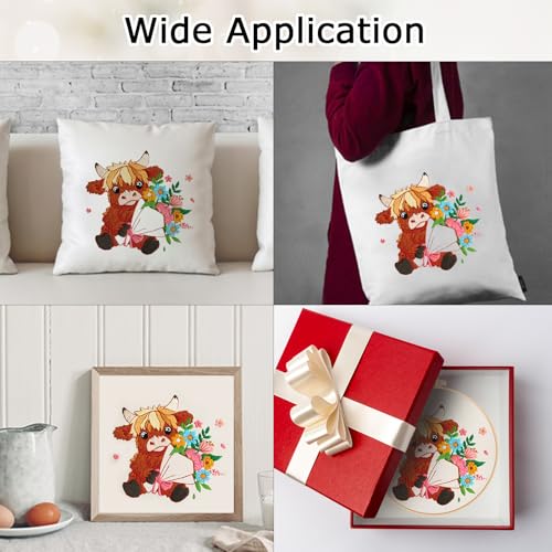 Nuberlic Highland Cow Embroidery Kit for Beginners - color: COW