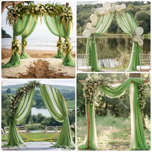 Wedding Arch Draping Fabric 1 Panel Sage Green Sheer Backdrop Drapes - color: Sage Green, size: 1 Panel