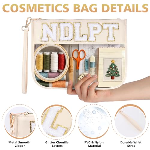 Needlepoint Project Bag Sewing Gifts Embroidery Sewing Bag Craft Storage Organizer NDLPT Clear Zip Pouch Bag - color: Beige, size: Flat-M