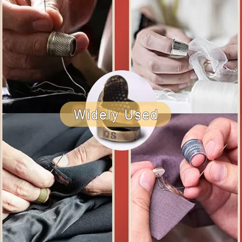 Luckkyme 20 PiecesSewing Thimbles, Copper Finger Protector Retro Metal Sewing Thimble Adjustable Fingertip Thimble for Sewing Embroidery Needlework, Medium and Small