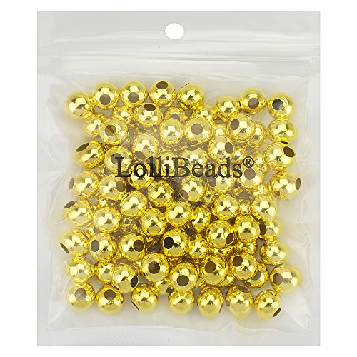 (R) Gold Plated Smooth Round Metal Beads 10 mm 100 Pcs - color: Gold 100 Pcs 10mm