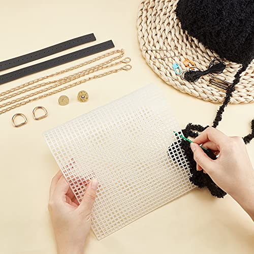WADORN DIY Knitting Crochet Bags Kit, Hand-Knit Woven Bag Making Tool, Cross Stitch Mesh Plastic Canvas Sheets Set, Crafting Material, Black - color: Black