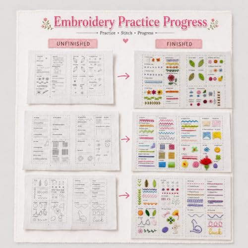 spicssa Beginner Embroidery Stitch Book Kit, 79 Stitches, Video Tutorials - color: Blue
