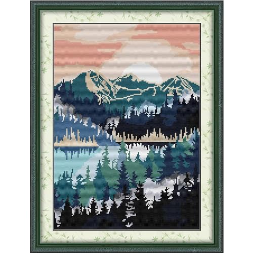 Svarog 14CT Stamped Cross Stitch Kit for Beginners - Easy & Stylish DIY Embroidery with Simple Patterns, Ideal for Women’s Relaxation | Forest Oil Painting 2 | 12.2 x 16.1 inch - color: Forest Oil Painting 2|12.2 x 16.1 inch