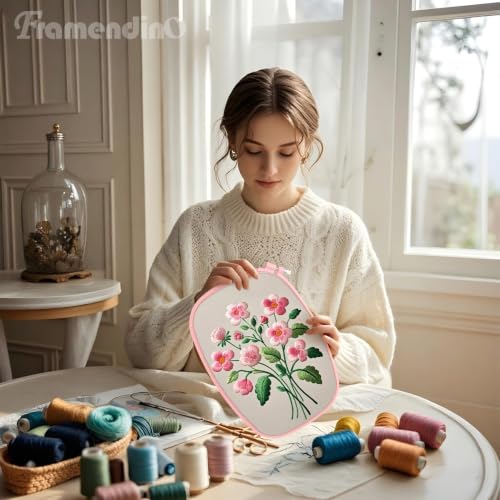 Framendino, 5 Pack Size Square Embroidery Hoops Plastic Cross Stitch Hoop Reusable Frames Rings for DIY Sewing Project(5 Colors2)