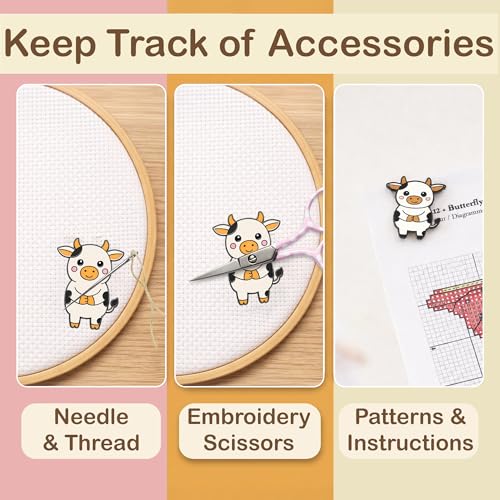 Kraftex Magnetic Needle Minder. Needleminder for Embroidery & Sewing. Cute Needlepoint Accessories. Magnetic Needle Holder for Cross Stitch. Cute Magnet Pin Gift - color: Cow