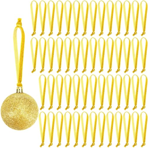 JUNEBRUSHS 120Pcs Ornament Ribbon for Ornament Hanging Christmas Tree Hanging Decorations Gold - color: Gold